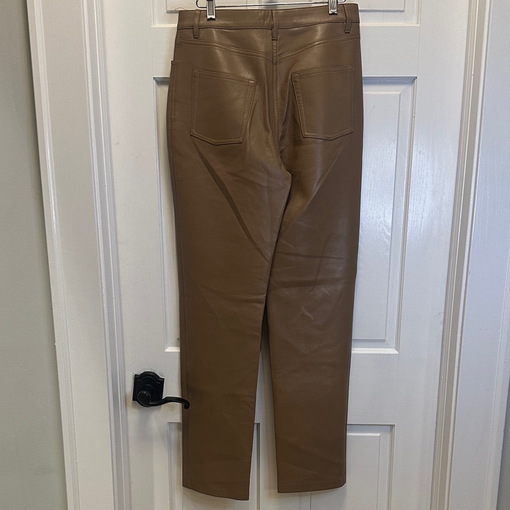 Aritzia Wilfred The Melina Straight Leg Faux Leather Brown Pants - Picture 11 of 11